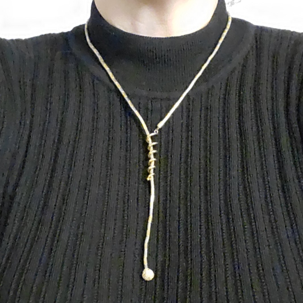 Stylish Goldtone-Silvertone Bolo-Style Necklace